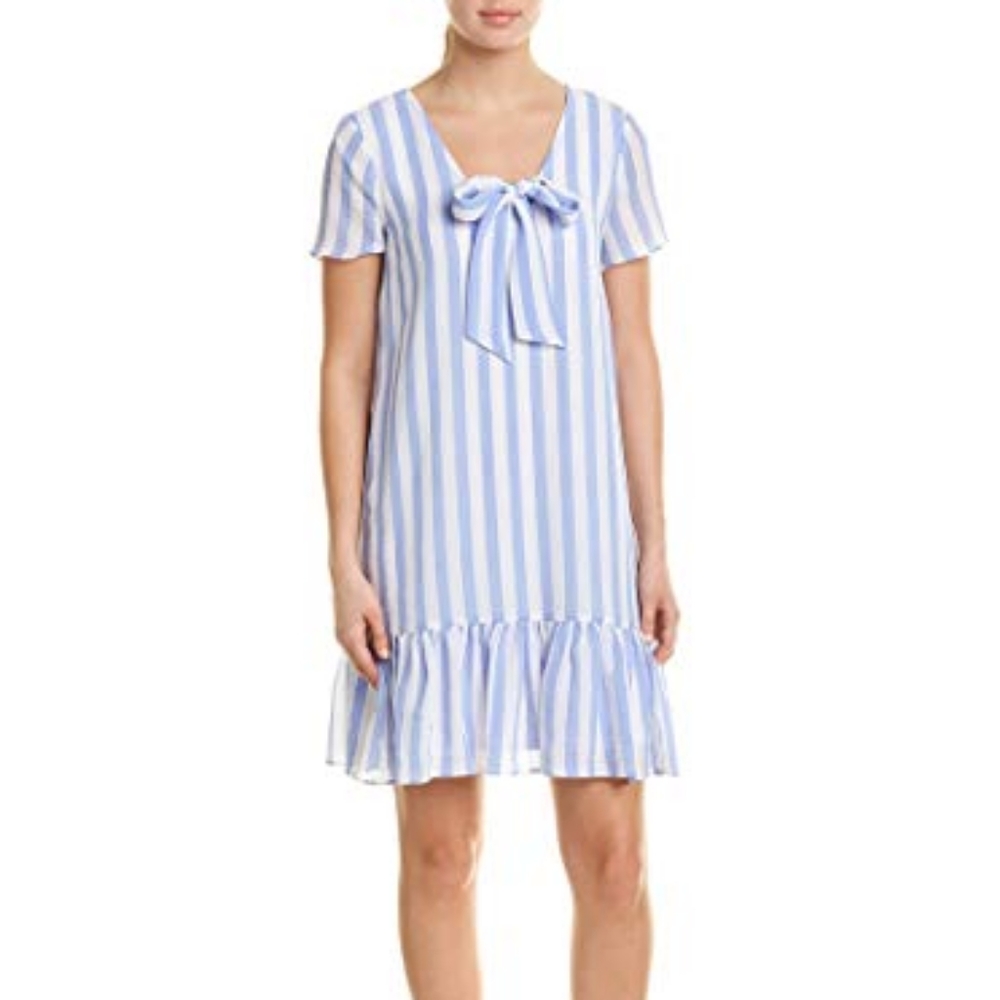 Avec Les Filles Striped Ruffle Dress